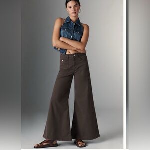 Pilcro high rise wide leg flare pants in mocha Fudge
